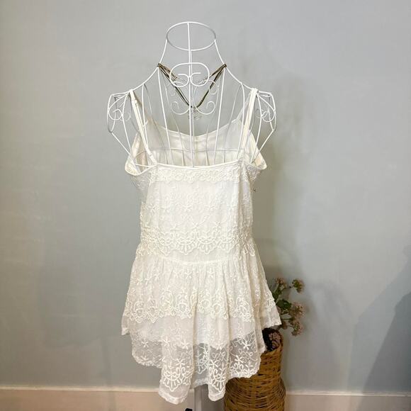vintage y2k white & pink rhinestone lace babydoll peplum top/ mini dress - Picture 4 of 8